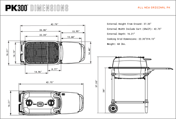 PK GRILLS PK 300 NEW ORIGINAL PK300 GRAPHITE c/w Graphite Cart (PK300-BCX) - 129572